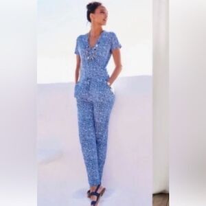 Boden Blue Floral Jersey Jumper